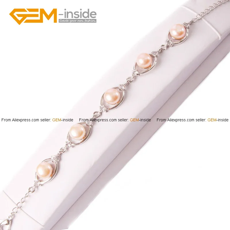 Жемчужный браслет: 9 10 мм культивированный жемчуг с рамкой в форме сердца 7