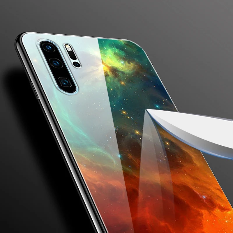 Чехол для huawei P30 Pro, Жесткий Чехол из закаленного стекла, силиконовая мягкая рамка, разноцветный чехол для телефона huawei P30Pro P 30 P30, чехол