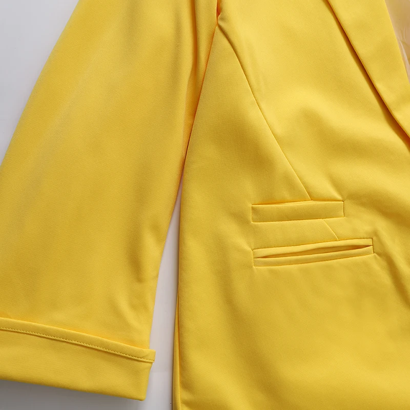 Slim Fit Блейзер белые женские костюмы 11 цветов открытые спереди зубчатый Блейзер осень Для женщин Формальные куртки офисные размер S-XXL