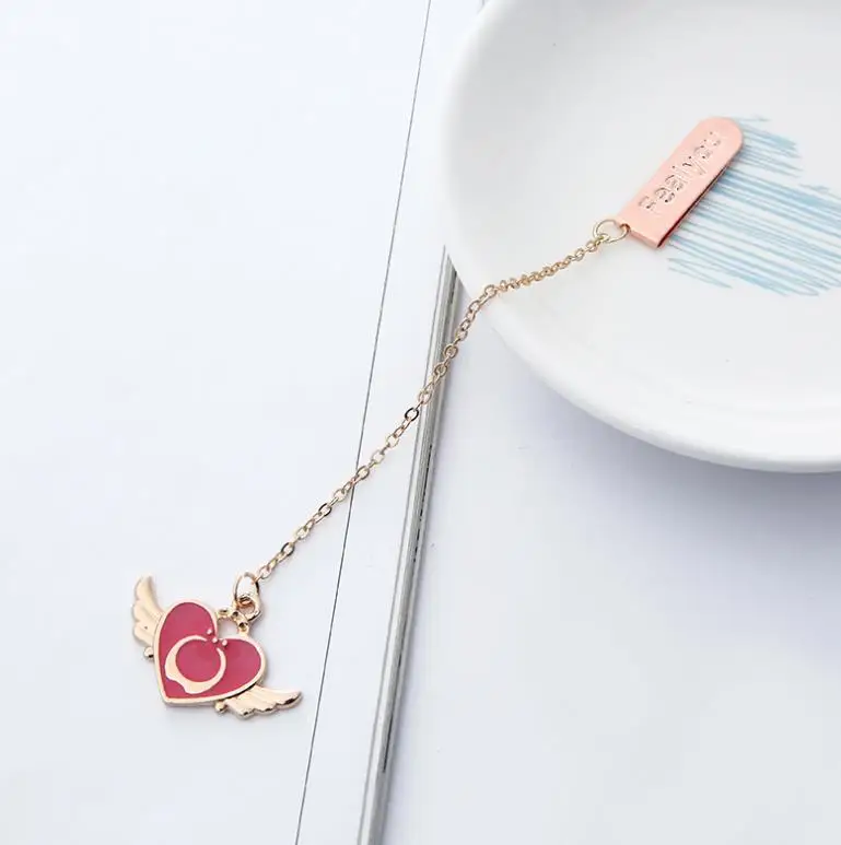 1 шт. Kawaii Magic Wing Star сердце кокосовое дерево металлическая подвеска Закладка маркеры для книг металлический держатель для страниц подарки для девочек канцелярские товары - Цвет: 1