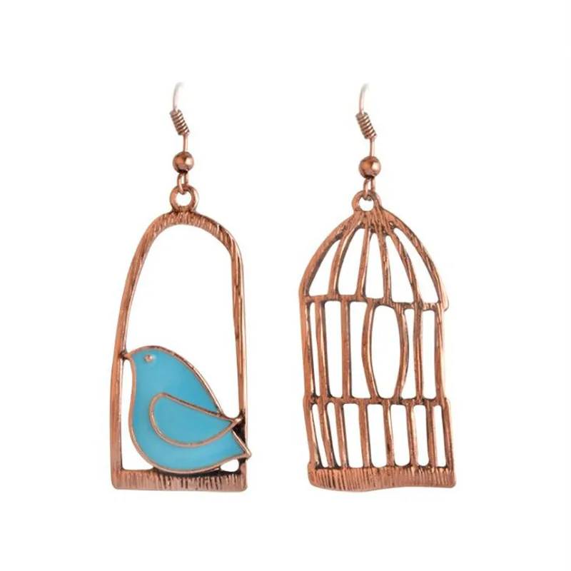 Шикарный Стиль розовое золото Цвет масло птичьей клеткой милые свисающие серьги