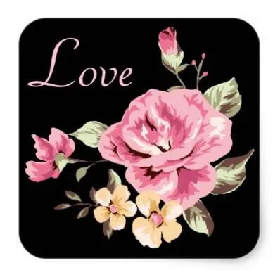 

1.5inch Pink Rose Flowers Black Floral Love Stickers
