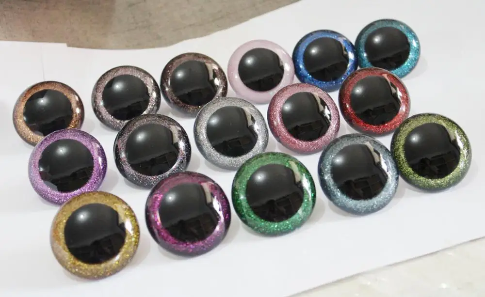 30pcs--N16--26mm/28mm/30mm/40mm/50mm big size round clear toy safety glitter eyes + fabric hard washer-color option | Игрушки и хобби