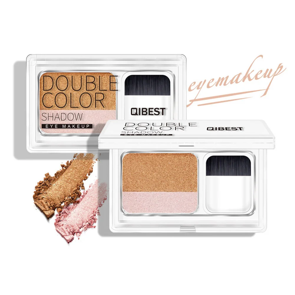 QIBEST профессиональная матовая палитра теней для век два цвета блестящий пигмент с