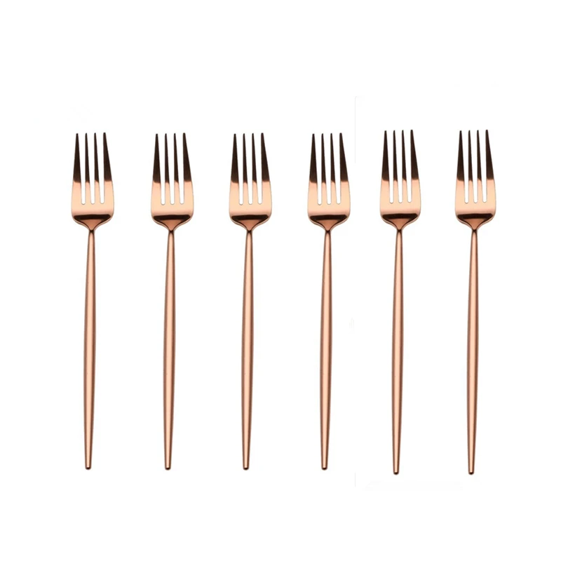 Rose Gold 6-Pieces KuBac Hommi 6 шт черное золото серебро Нержавеющая сталь 6 ужин вилки Вилка для салата из металла Десертные Вилки Набор столовых приборов столовые приборы - Цвет: Rose Gold 6-Pieces