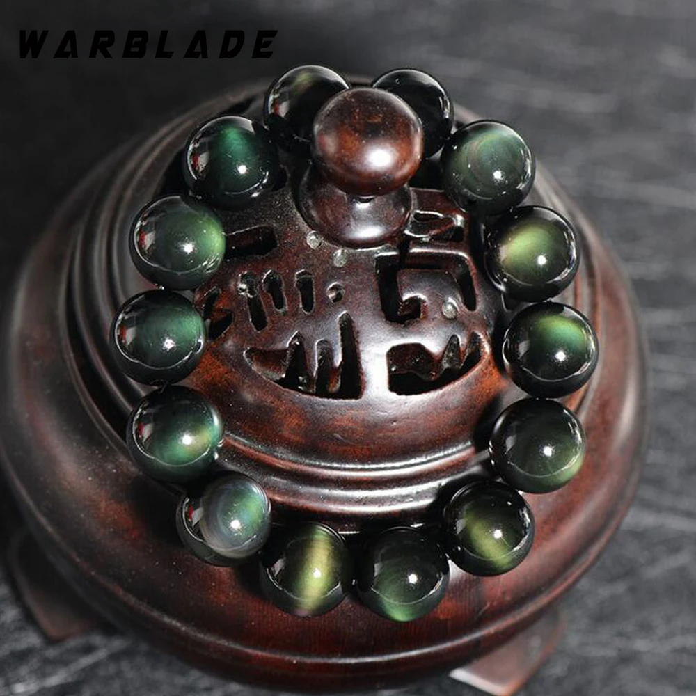 Браслеты из натурального камня 6 А с зелеными глазами обсидиановый браслет