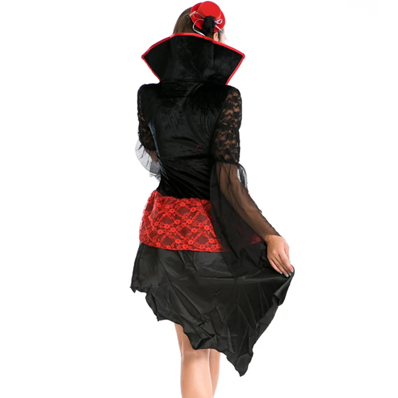 Готический злой вампир костюм сексуальный для взрослых Хэллоуин сетка кружева