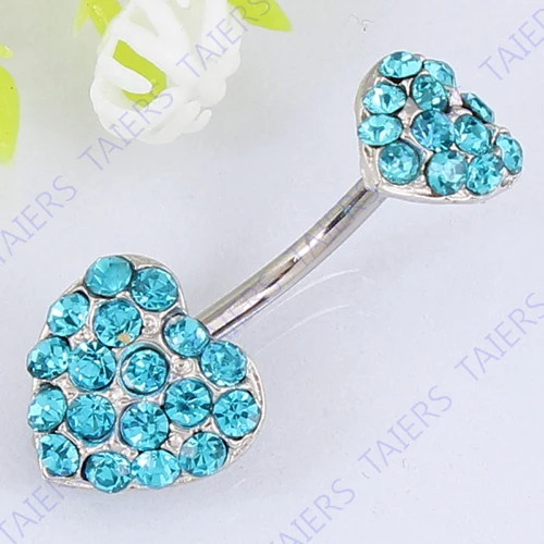 Украшения для пирсинга тела с двойным кристаллом в форме сердца розничная