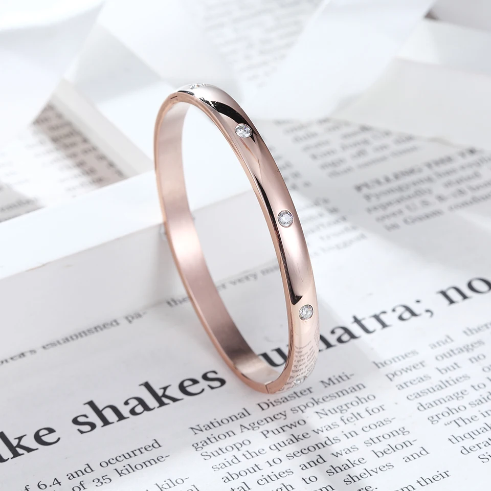 Модный Круглый Кубический циркониевый браслет BAOLAISI золотой из нержавеющей стали