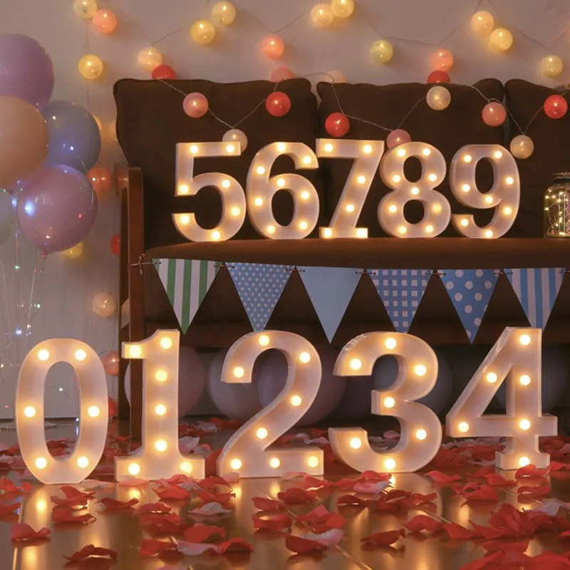 Креативный светодиодный светильник с цифрами 1 9 для дня рождения свадебной