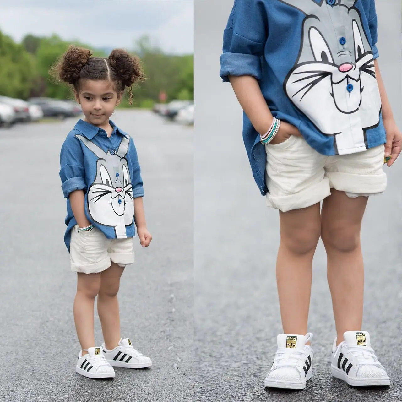 New Fashion Girls Blouse Shirt Long Sleeve Jeans Spring Summer Shirts for Toddler Girl's Outfits Cute Rabbit Print Blouse shirt