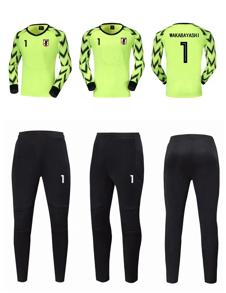 Green with Pants Капитан Цубаса нанкацу школьная команда JFA вратарь Wakabayashi Genzo Косплей длинный рукав футболка футбол Джерси костюм - Цвет: Green with Pants