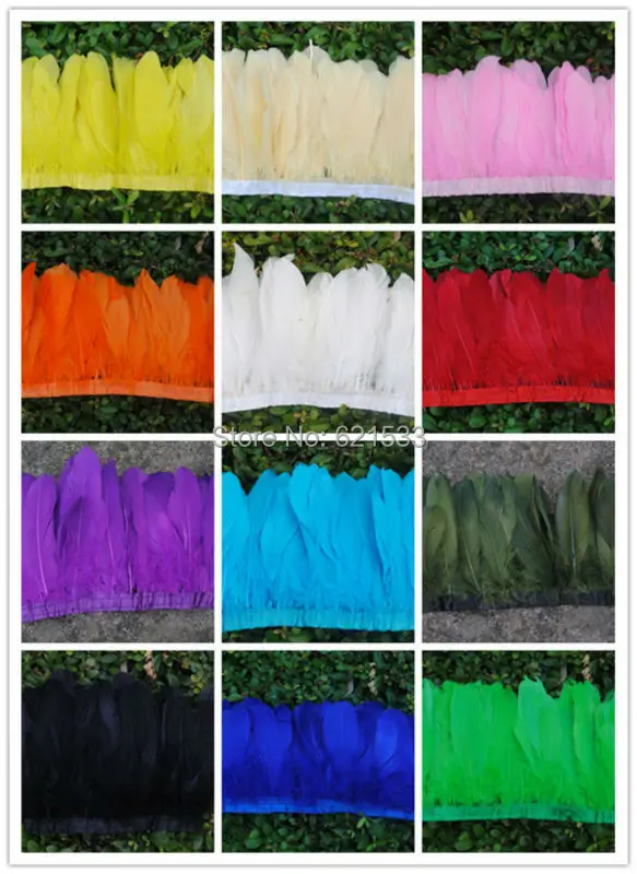 

2Yards/lot!4-6 inches Millinery craft trimming goose feather fringe costume decoration trim Multicolor freeshipping