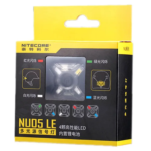 NU05 LE NITECORE NU05 LE мини сигнальная фара 4* красный зеленый синий белый светодиоды usb зарядка наружная фара Встроенный литий-ионный аккумулятор - Испускаемый цвет: NU05 LE