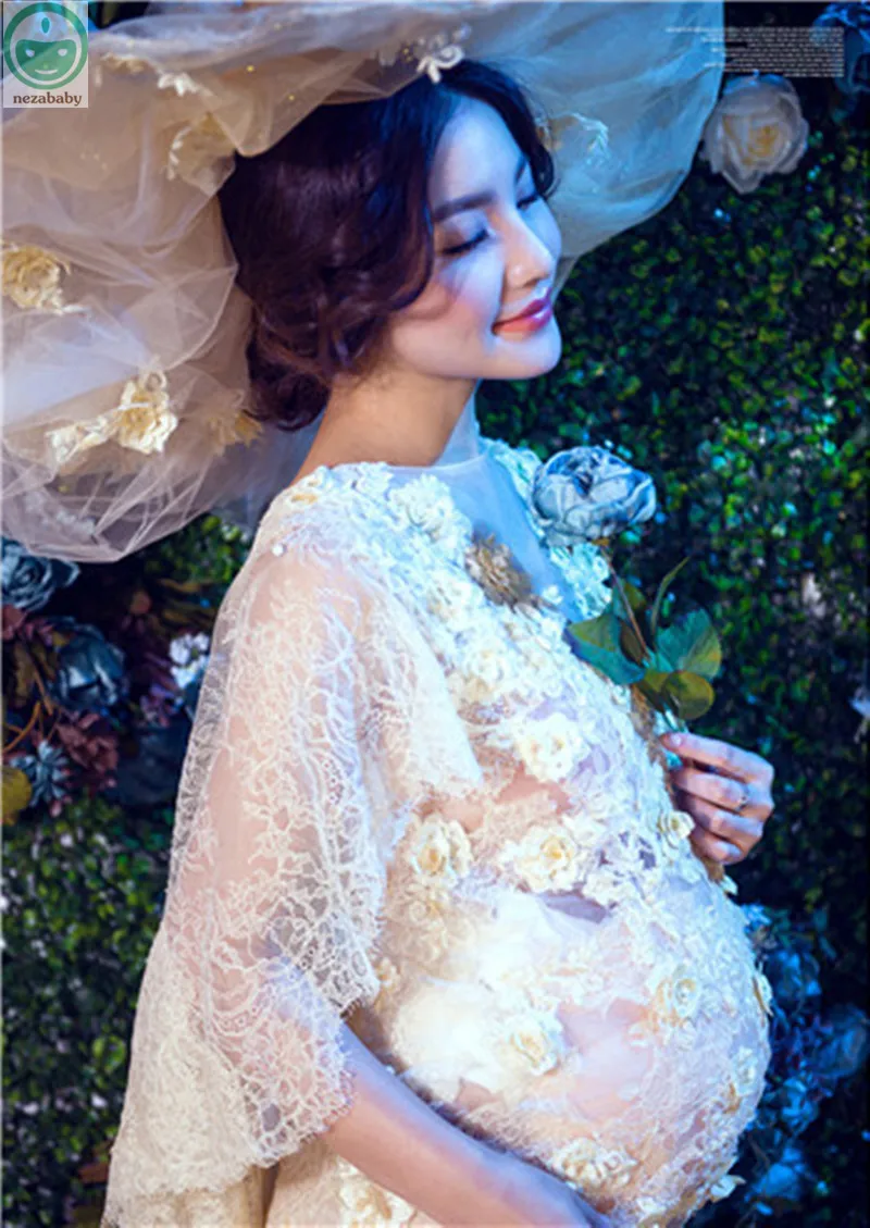 Кружевные сексуальные платья для беременных реквизит фотосъемки с цветами