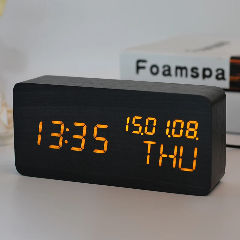 FiBiSonic цифровой светодиодный будильник электронные настольные часы дисплей Температура будильники YY-MM-DD