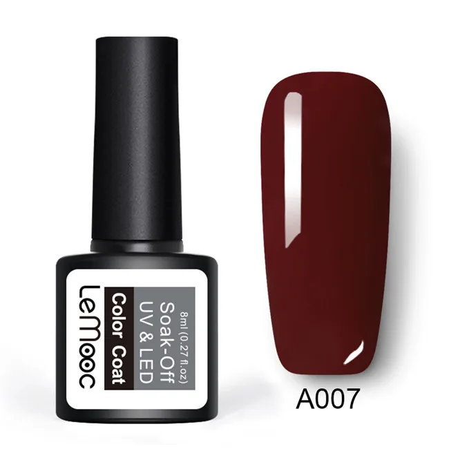 A007 LEMOOC Гель-лак для ногтей 186 чистых цветов 8 мл отмачиваемый УФ-гель лак для ногтей косметика для дизайна ногтей маникюр ногтей Гель-лак - Цвет: A007