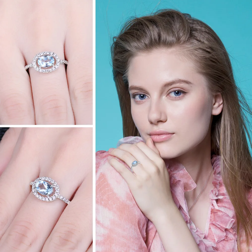 Jewelrypalace круглый 1ct натуральный голубой топаз кольцо стерлингового серебра 925