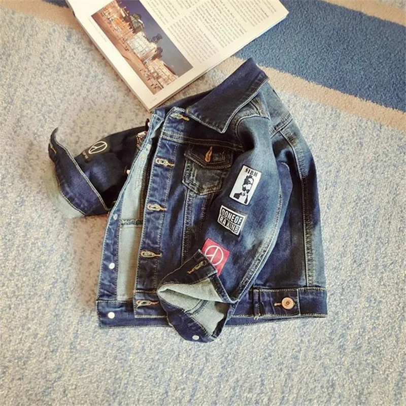 Модные детские джинсовые куртки на осень и весну джинсовое пальто с длинными