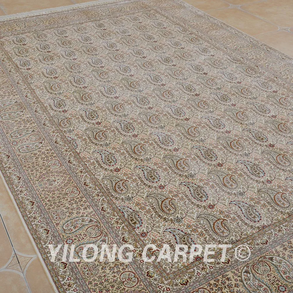 Yilong 6 5 'x 10' Античный коврик ручной работы персидский Тебриз темно-синий