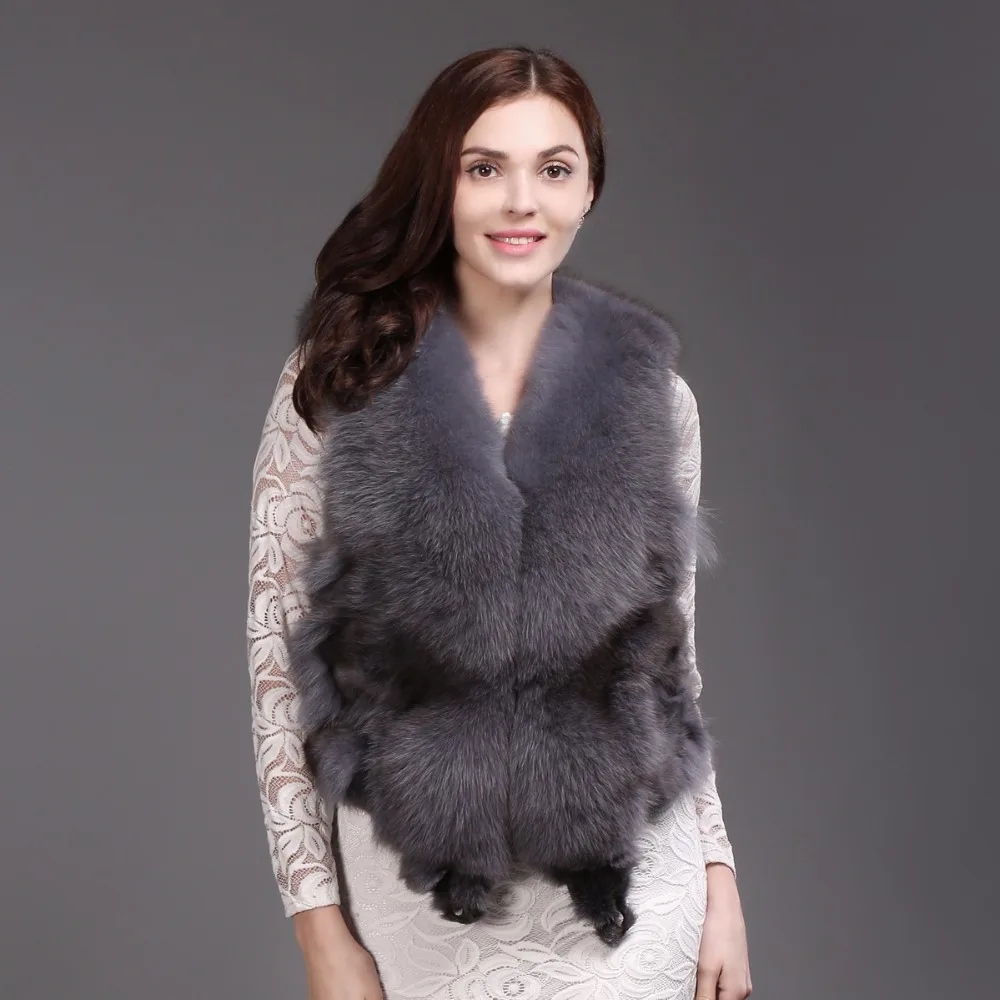 Новинка хит женский жилет с натуральным лисьим мехом Женский Теплый на осень и