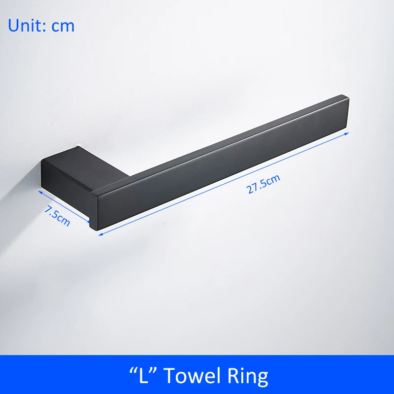 L Towel Bar Матовый черный набор аксессуаров для ванной комнаты, держатель для туалетной бумаги, держатель для полотенец, держатель для щетки, крючки, диспенсер для мыла, аксессуары для ванной - Цвет: L Towel Bar