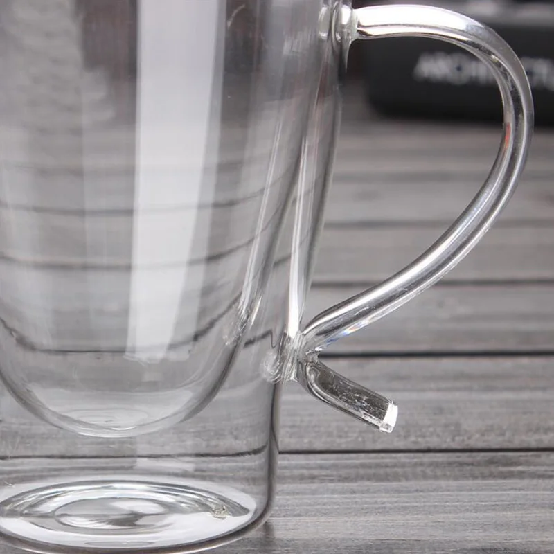 Handmade Double Layer Glass Cup with Handle Simple Morning Mugs Coffee Milk Tea 300ml SH124 | Дом и сад