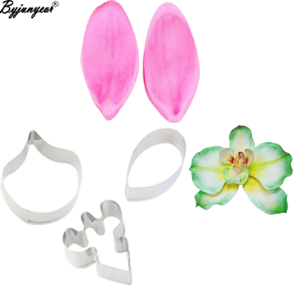 Двойная силиконовая форма для цветов Gumpaste Phalaenopsis Orchid лепестков бабочки