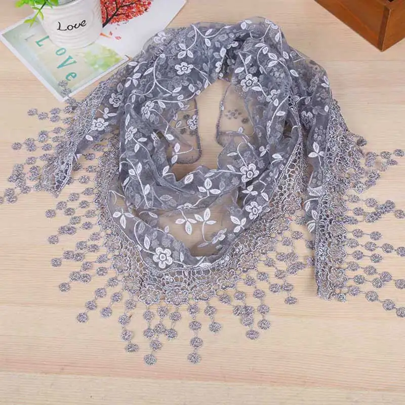 Кружевной шарф для женщин 2018 новый летний цветочный Вышивка Повседневный