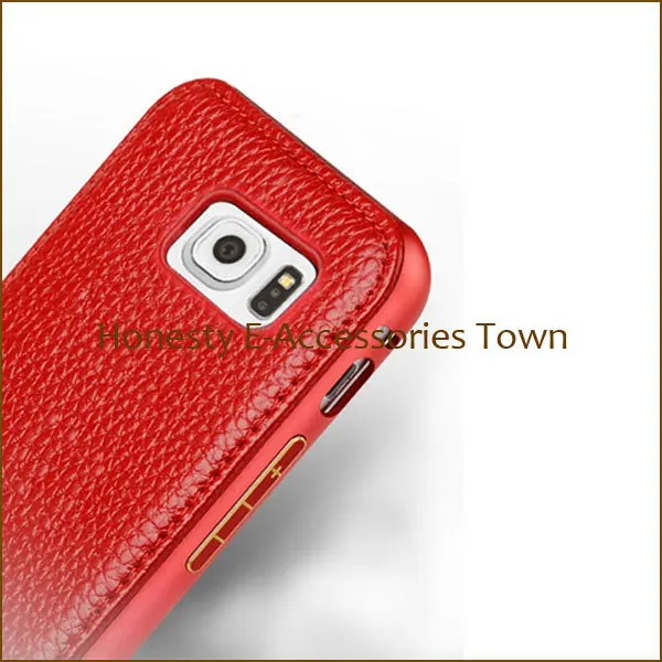 30 Pc/lot Aluminum Frame + PU Leather Back 2in1 Cover Cases 5.1&quot Inch For Samsung Galaxy S6 G9200 G9208 G9209 Multi-Color |