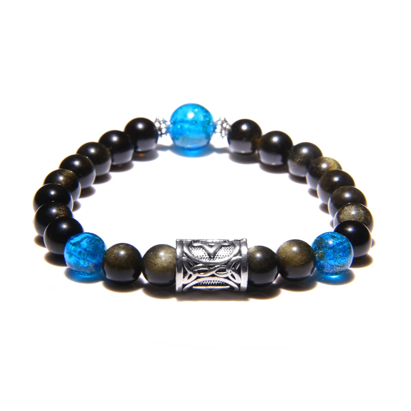 Мужские и женские браслеты с тигровым глазом Vinswet черные круглым камнем новинка