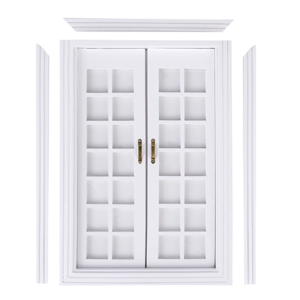 1/12 масштаб миниатюры для кукольного домика внешняя деревянная французская дверь