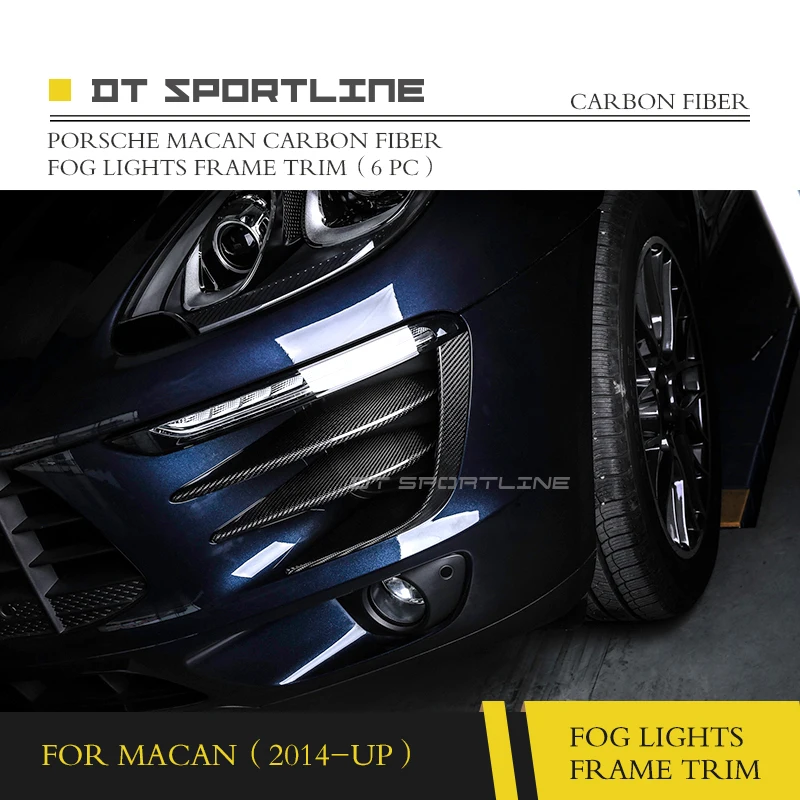 Настоящее углеродное волокно для Porsche Macan FogLight украшение противотуманной фары отделка автомобильный стиль foglamp рамка отделка переднего бампера для губ
