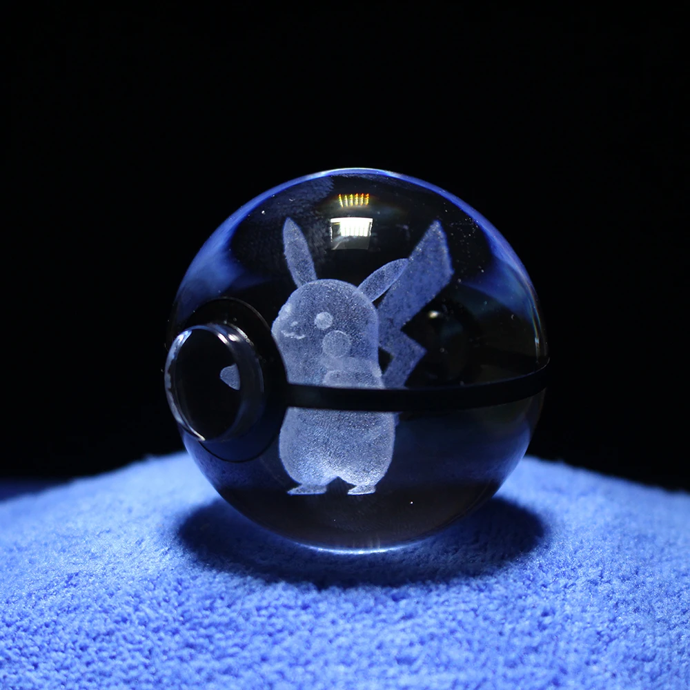 50 мм 3D «Pokemon Go», с украшением в виде кристаллов с круглыми пуговицами сотового питание светодиодный ночной Светильник магический шар для детей рождественские подарки