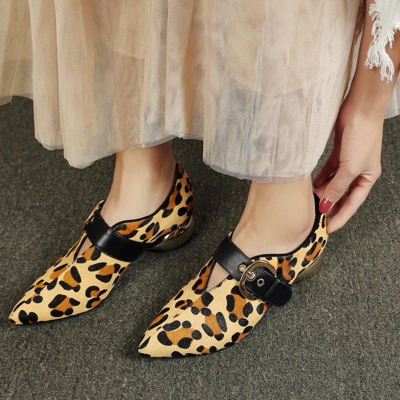 Sungtin Spring Autumn Mid Heel Casual Mary Jane Shoes Fashion Horsehair Women Pumps Pointed Toe Party Shoes Ladies Dress Shoes