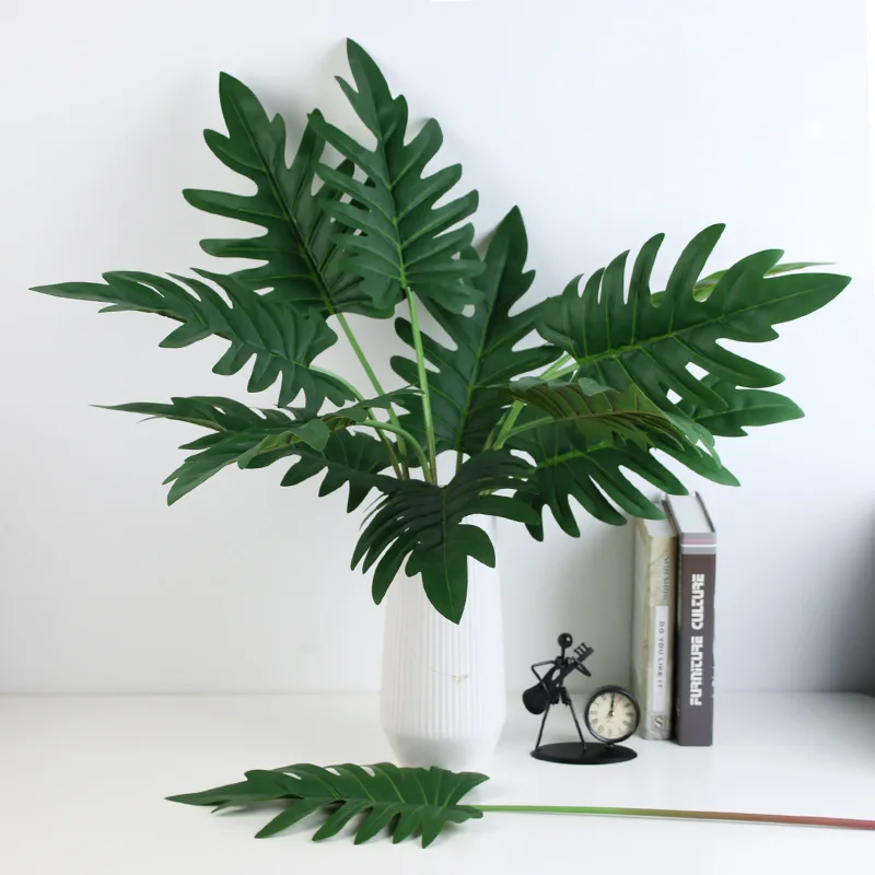 10 спреев зеленые листья Philodendron искусственные Monstera Evergreen лист растения Настоящее