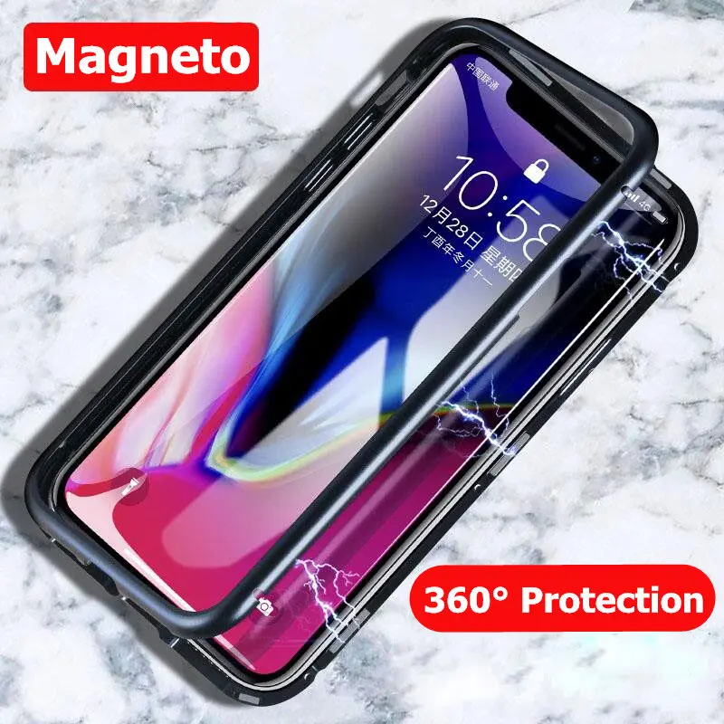 Магнитный адсорбционный металлический чехол для iphone на X 10 роскошный с откидной