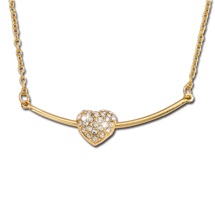 Ожерелье в форме сердца с золотым покрытием и стразами подарок на выпускной