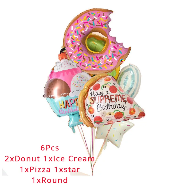 6pcs Big Balloons Doughnut плакатная бумага чашка салфетки тарелки с днем рождения Юбилей ребенок душ конфеты украшение для бара и вечеринки пончик Вечерние - Цвет: 6pcs Big Balloons
