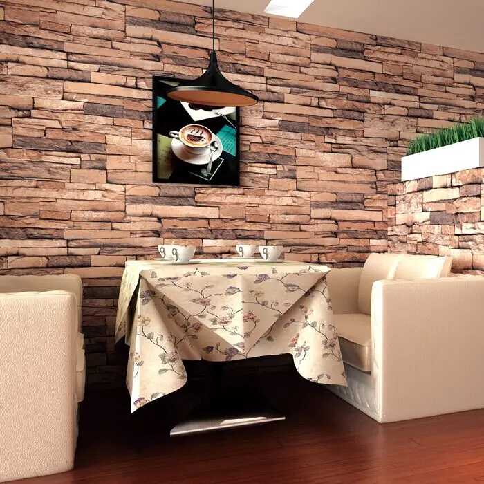 Виниловые обои в китайском стиле из каменного кирпича рулоны для гостиной кухни