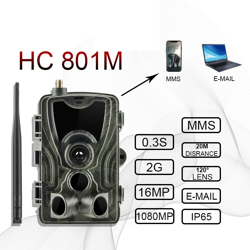 Охотничья камера HC800M 16 МП 1080P 2G GSM ночная версия Ip65 наблюдения за дикой природой