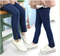 girls pants oblique zipper kids jeans leggings baby clothes childrens clothing