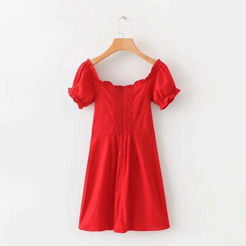 Vestidos летнее богемное кружевное платье с квадратным воротником элегантное женское мини пляжное платье Красное Белое корейское модное уличная одежда