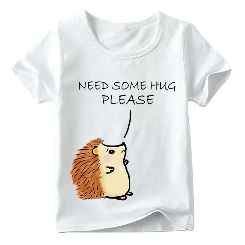 Детская футболка с рисунком ежика для объятий/поцелуев летние топы коротким