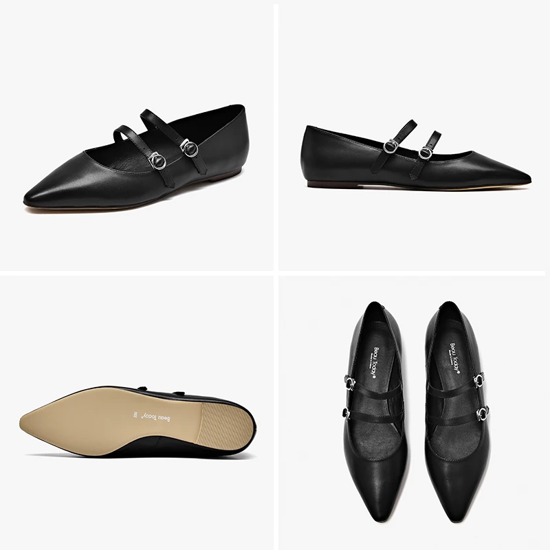 Женские балетки на плоской подошве BeauToday элегантные из натуральной телячьей кожи