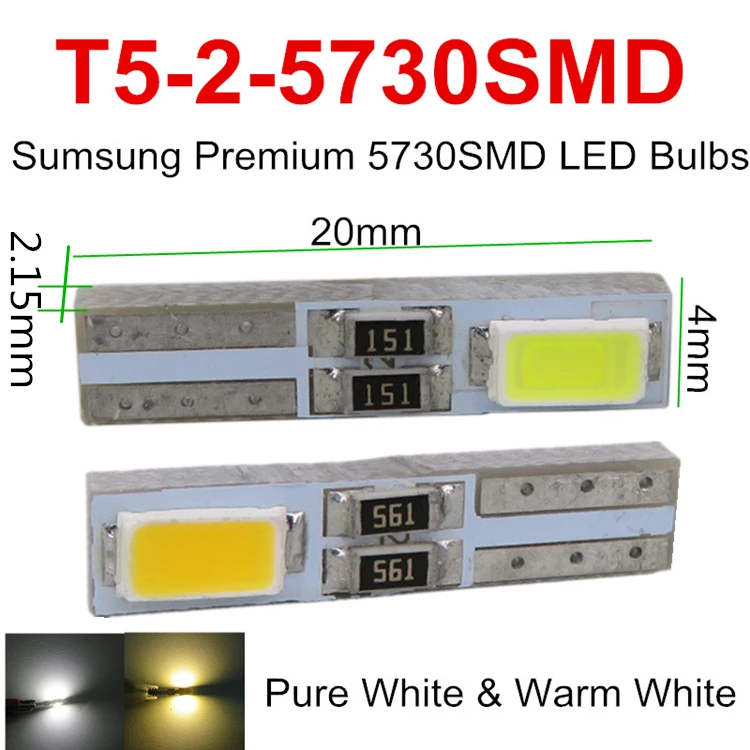 WLJH 10 шт. 12 В W3W T5 Led 74 73 Клин 5730 инструмент SMD кластер светодиодная панельная лампочка датчик приборной панели светильник для Toyota