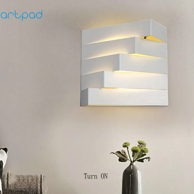 Artpad Nordic 3D White Modern Iron Wall Light E27 Base Showroom Bedroom Living Room Balcony Stairway Lamps Lighting | Освещение