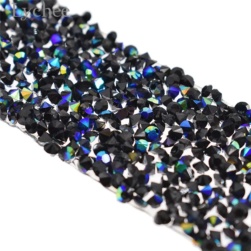 Lychee Life 1 ярд стразы с бисером железная отделка Прозрачная Кружевная лента