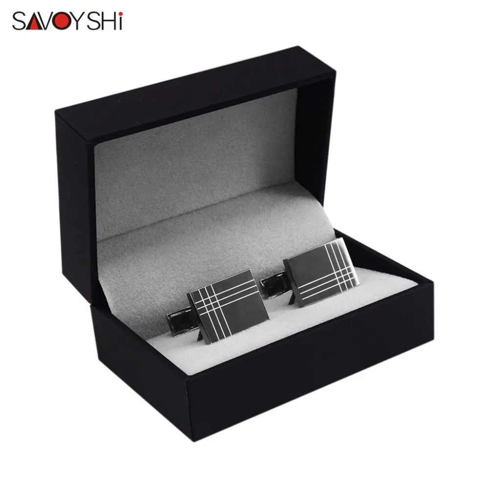 Классические черные запонки SAVOYSHI для мужской рубашки высокого качества