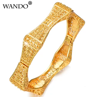 WANDO 2 шт./партия геометричные, многоугольные браслеты, эфиопское золото, цветной Открытый браслет с листьями, ювелирные изделия, Дубай, свадебный подарок b151